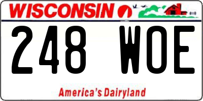 WI license plate 248WOE