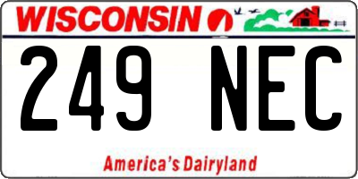 WI license plate 249NEC
