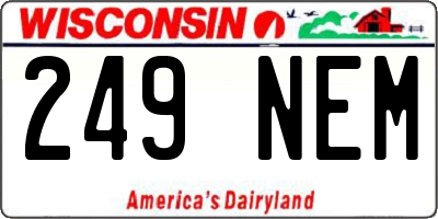 WI license plate 249NEM