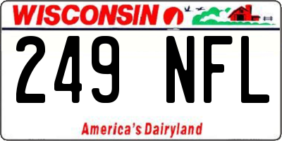 WI license plate 249NFL