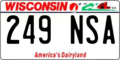 WI license plate 249NSA