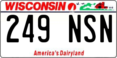WI license plate 249NSN