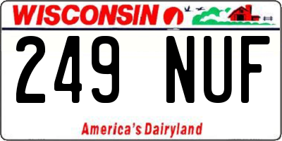 WI license plate 249NUF