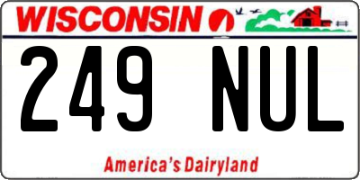 WI license plate 249NUL