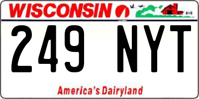 WI license plate 249NYT
