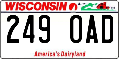 WI license plate 249OAD