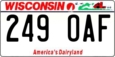 WI license plate 249OAF