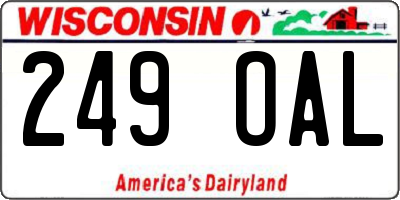 WI license plate 249OAL