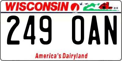 WI license plate 249OAN