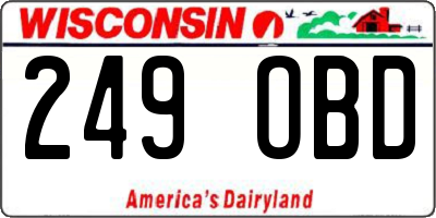 WI license plate 249OBD