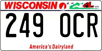 WI license plate 249OCR