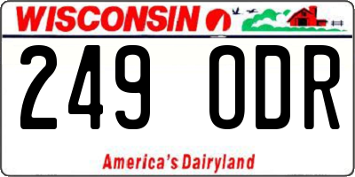 WI license plate 249ODR