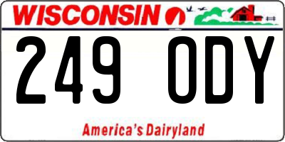 WI license plate 249ODY