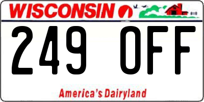 WI license plate 249OFF