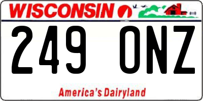 WI license plate 249ONZ