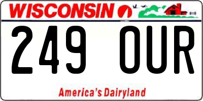 WI license plate 249OUR