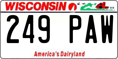 WI license plate 249PAW