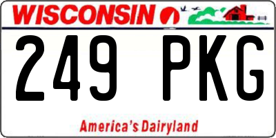 WI license plate 249PKG
