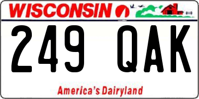 WI license plate 249QAK