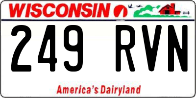 WI license plate 249RVN