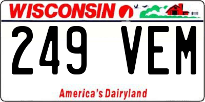WI license plate 249VEM