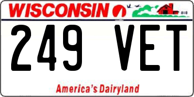 WI license plate 249VET