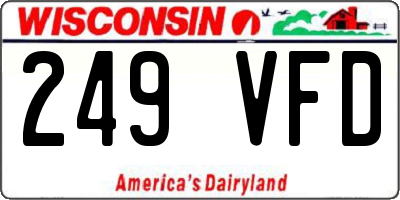 WI license plate 249VFD