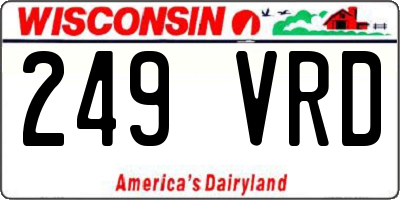 WI license plate 249VRD