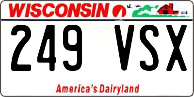WI license plate 249VSX