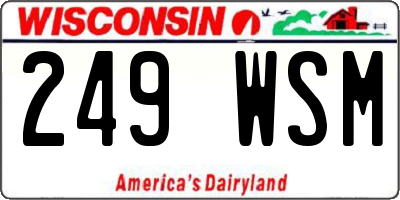 WI license plate 249WSM