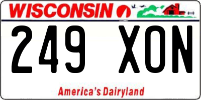 WI license plate 249XON
