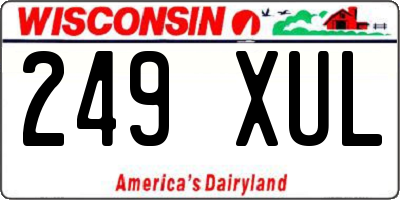 WI license plate 249XUL