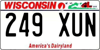 WI license plate 249XUN