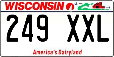 WI license plate 249XXL