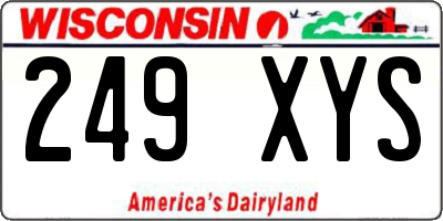 WI license plate 249XYS