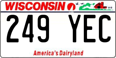 WI license plate 249YEC