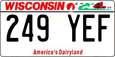 WI license plate 249YEF