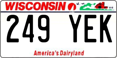 WI license plate 249YEK