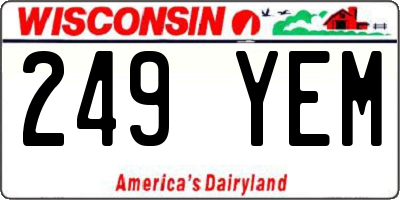 WI license plate 249YEM