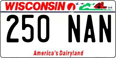 WI license plate 250NAN