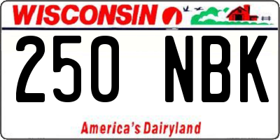 WI license plate 250NBK