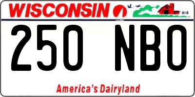 WI license plate 250NBO