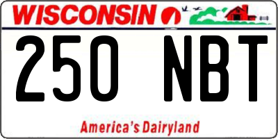 WI license plate 250NBT