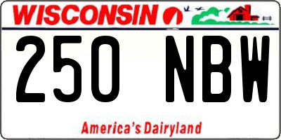 WI license plate 250NBW