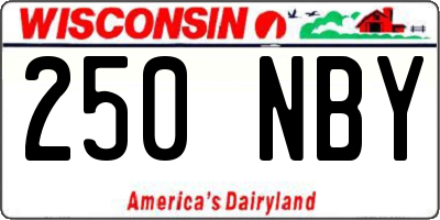 WI license plate 250NBY