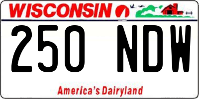 WI license plate 250NDW