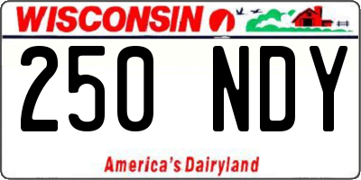 WI license plate 250NDY