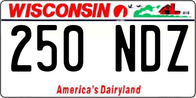 WI license plate 250NDZ