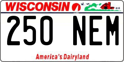 WI license plate 250NEM