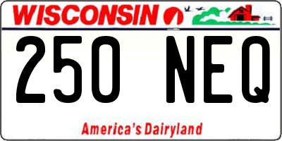 WI license plate 250NEQ
